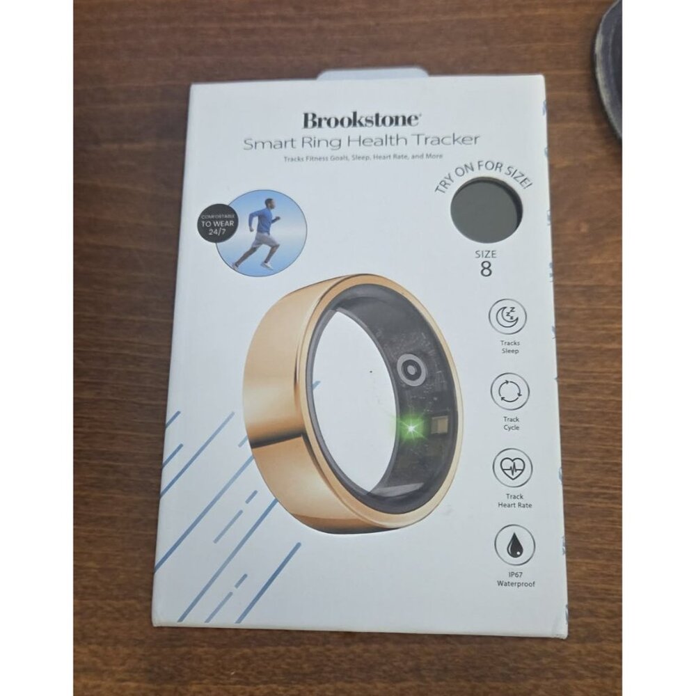 Brookstone Smart Ring Health Tracker size 8 (GOLD)  NIB (OPENED)